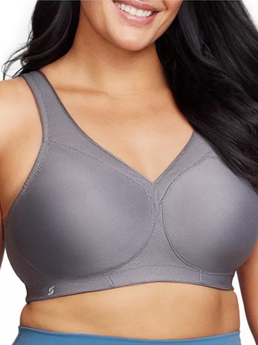 NEW Glamorise Magic Lift Seamless Sports Bra 1006 Charcoal Gray High Impact 34J